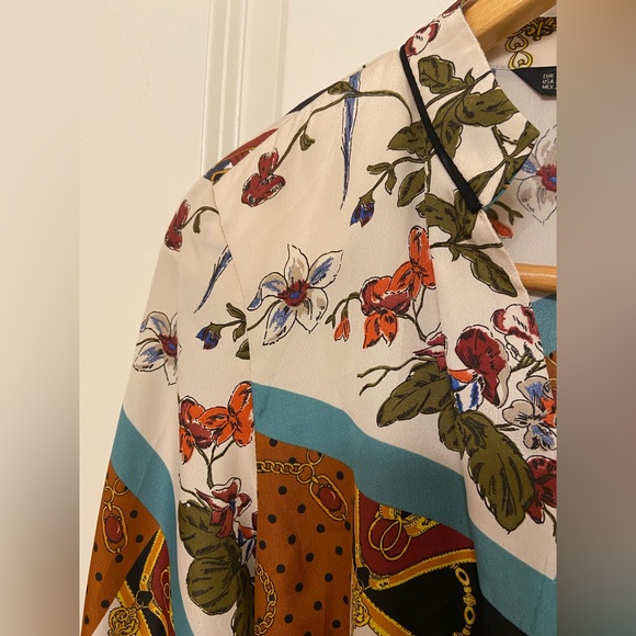 🧁ZARA floral Baroque chain patch work pleated dress- SZ: XS. NWOT - Picture 9 of 15